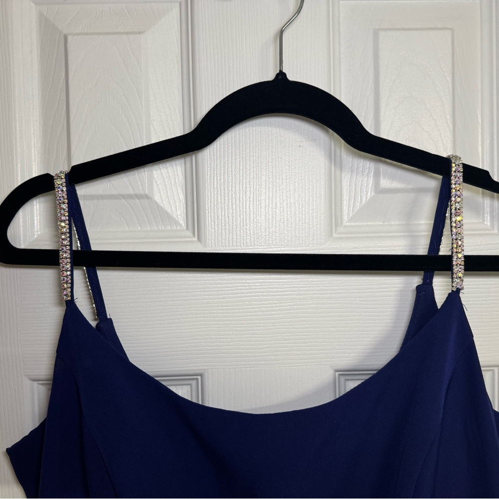 Vince Camuto Blue Rhinestone Strap Sheath Dress